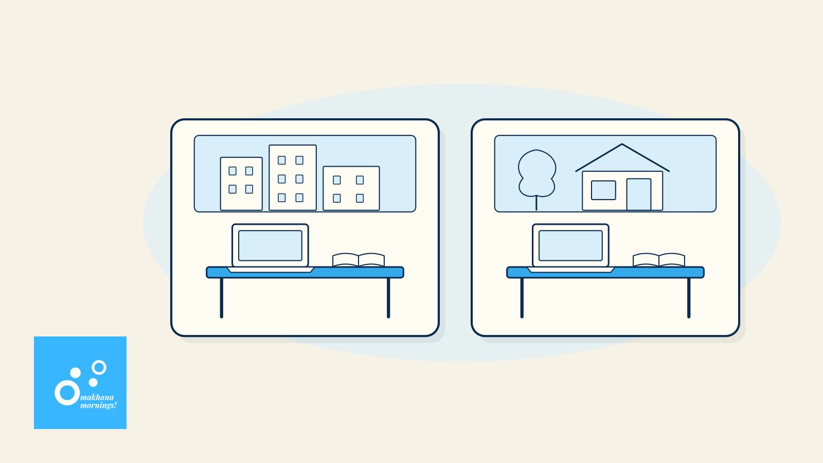 Conceptual urban and rural workplaces.