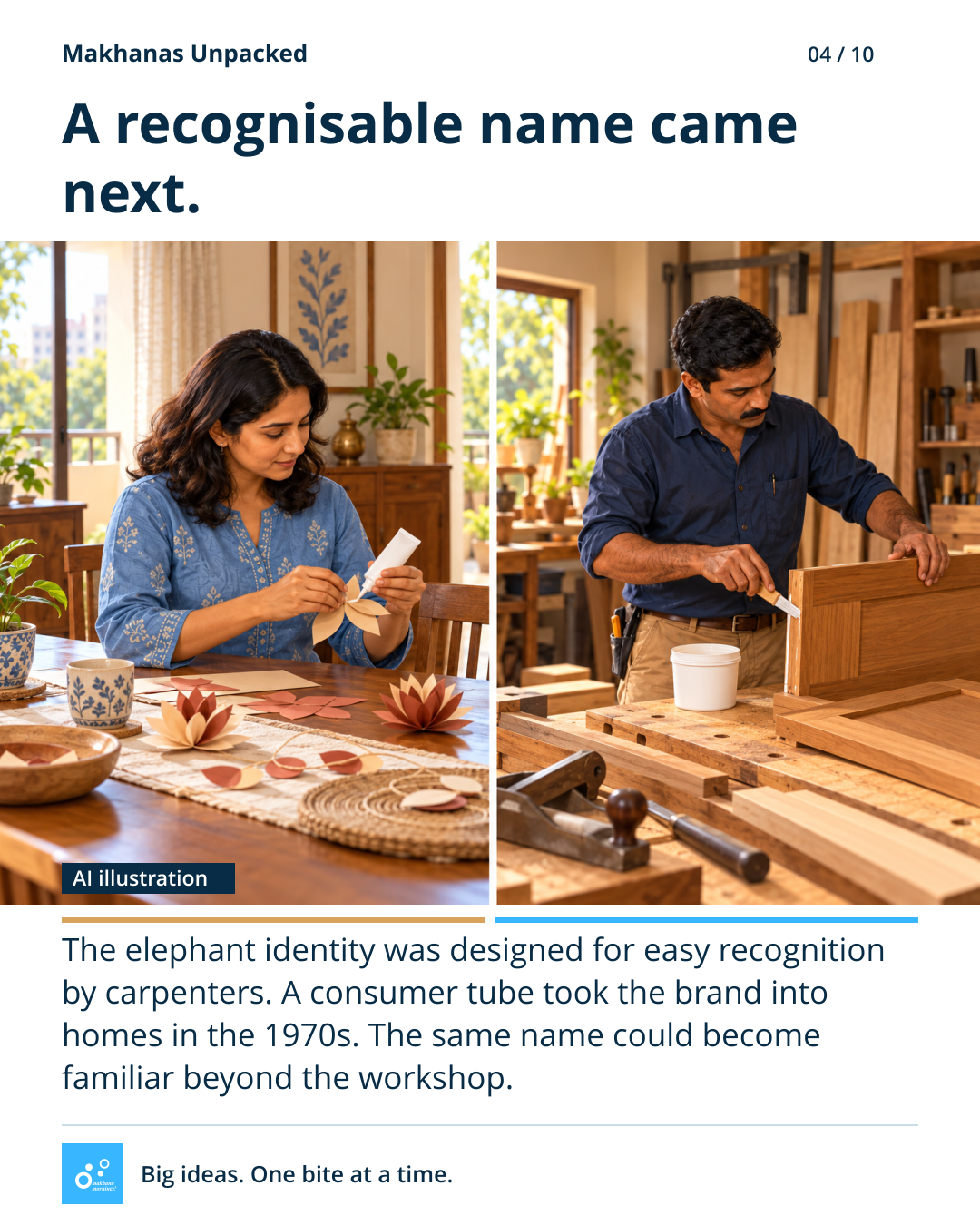 Home and workshop connected by a brand.